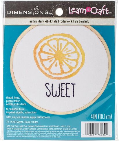 Dimensions Mini Cross Cross Stitch Kit للمبتدئين ، "Happy Camper" ، 14 Count White Aida Cloth ، 4 '' ، 10cm in Kuwait