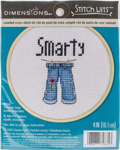 Dimensions Mini Cross Cross Stitch Kit للمبتدئين ، "Happy Camper" ، 14 Count White Aida Cloth ، 4 '' ، 10cm in Kuwait