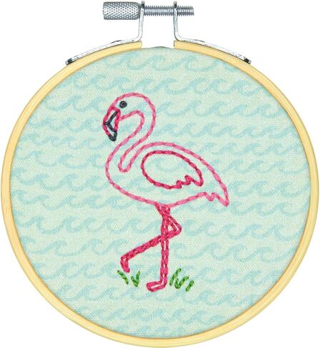 Dimensions Mini Cross Cross Stitch Kit للمبتدئين ، "Happy Camper" ، 14 Count White Aida Cloth ، 4 '' ، 10cm in Kuwait