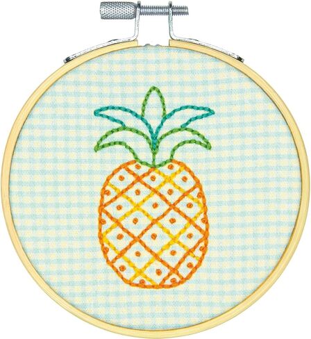 Dimensions Mini Cross Cross Stitch Kit للمبتدئين ، "Happy Camper" ، 14 Count White Aida Cloth ، 4 '' ، 10cm in Kuwait