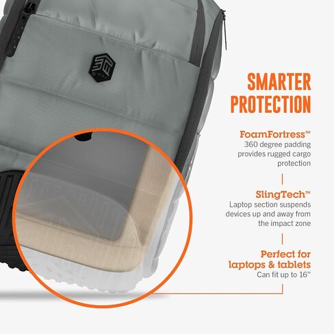 STM Dux 30L Backpack - Rugged, Comfortable, Innovative, Versatile, Stylish, 360 Degree Protective Backpack for Men & Women, Fits up to a 17" Laptop Plus a Tablet Sleeve - Black in Saudi Arabia