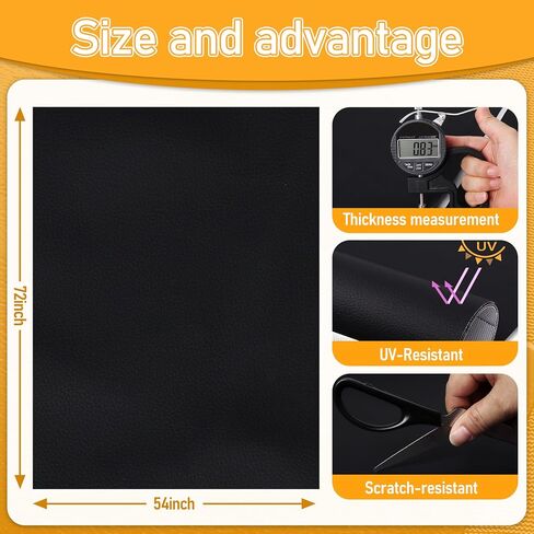 ZAIONE Marine Vinyl Upholstery Leather: Black Leather 54"x72" Marine Grade Vinyl Leather in Saudi Arabia
