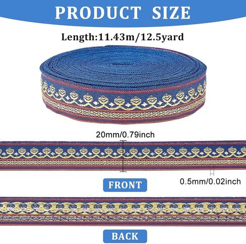 FINGERINSPIRE 12.5Yard 20mm Wide Embroidered Woven Ribbon Orange Red Polyester Jacquard Ribbon Sewing Jacquard Trim Vintage Jacquard Ribbon Trim DIY Crafts Supplies Clothes Decoration in Saudi Arabia