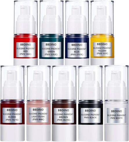 BBDINO Silicone Pigments, Liquid Silicone Pigments Set of 9 Colors, Real High Concentrated Liquid Silicone Dye for Silicone Mold Making, Each Color 0.5 Oz/ 15 ml in Kuwait