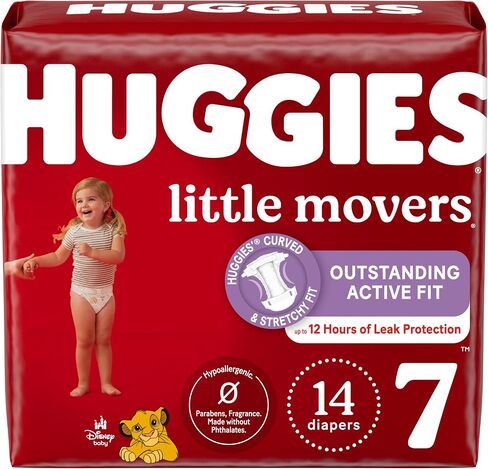 Huggies Size 8 Diapers, Little Movers Baby Diapers, Size 8 (46+ lbs), 76 Count, Packaging May Vary in Kuwait