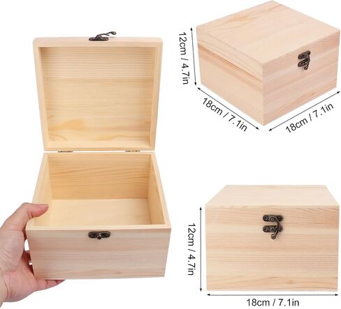 GNIEMCKIN 3 Pack Wooden Box, Unfinished Unpainted Wood Boxes for Crafts, DIY Projects, and Jewelry Storage (7.1x7.1x4.7 inch) in Kuwait
