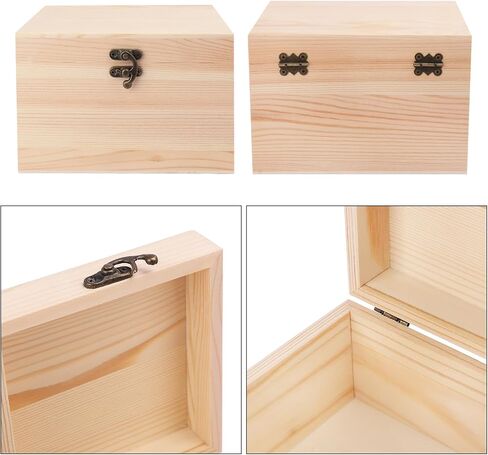GNIEMCKIN 3 Pack Wooden Box, Unfinished Unpainted Wood Boxes for Crafts, DIY Projects, and Jewelry Storage (7.1x7.1x4.7 inch) in Kuwait