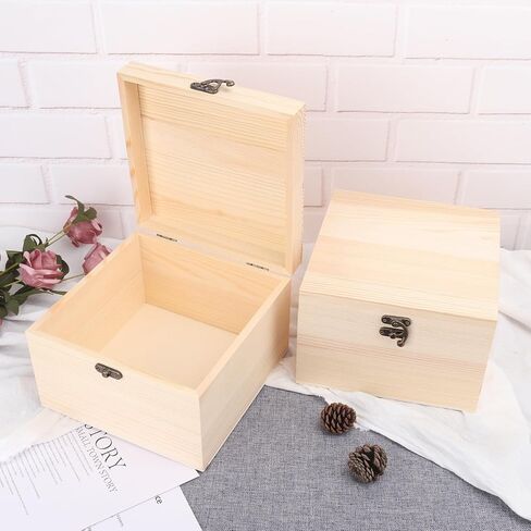 GNIEMCKIN 3 Pack Wooden Box, Unfinished Unpainted Wood Boxes for Crafts, DIY Projects, and Jewelry Storage (7.1x7.1x4.7 inch) in Kuwait