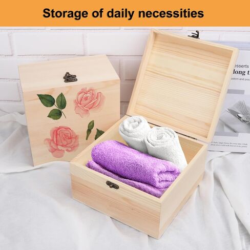 GNIEMCKIN 3 Pack Wooden Box, Unfinished Unpainted Wood Boxes for Crafts, DIY Projects, and Jewelry Storage (7.1x7.1x4.7 inch) in Kuwait