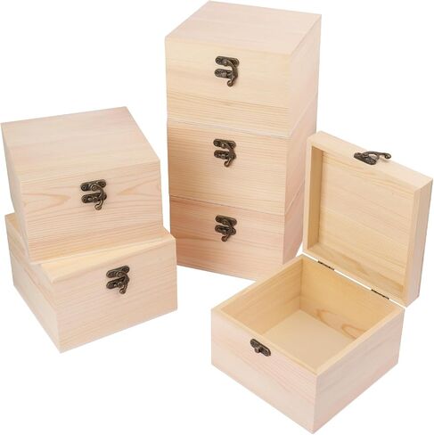 GNIEMCKIN 3 Pack Wooden Box, Unfinished Unpainted Wood Boxes for Crafts, DIY Projects, and Jewelry Storage (7.1x7.1x4.7 inch) in Kuwait