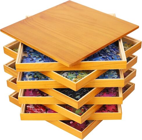 Premium Wooden Puzzle Sorting Trays Stackable – 10 x 10 inch, Stackable Jigsaw Puzzle Organizer for Sorting up to 2000 Pieces – Durable Puzzle Piece Sorter Trays for Puzzle Enthusiasts in Saudi Arabia