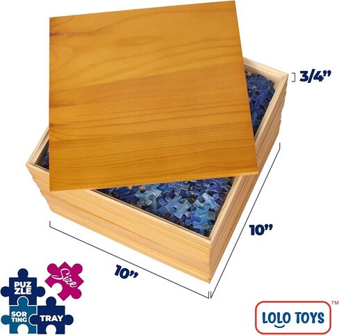 Premium Wooden Puzzle Sorting Trays Stackable – 10 x 10 inch, Stackable Jigsaw Puzzle Organizer for Sorting up to 2000 Pieces – Durable Puzzle Piece Sorter Trays for Puzzle Enthusiasts in Saudi Arabia