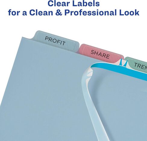 Avery 5 Tab Plastic Dividers for 3 Ring Binder, Easy Print & Apply Clear Label Strip, Index Maker Customizable Multicolor Tabs, 5 Sets (11452) in Kuwait