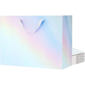12 Extra Large Gift Bags 16x6x12 Inches, Luxury Gold Large Gift Bags with Handles for Thanksgiving Day and All Occasions (Gold with Grass Texture)