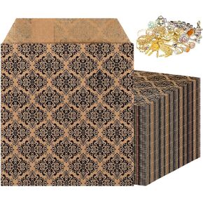 200 PCS Damask Kraft Paper Jewelry Bags 3 × 4 بوصة مجوهرات الأبقار سفر أكياس تخزين أكياس مجوهرات صغيرة منظمات مجوهر
