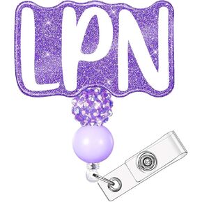 LPN Nurse Badge Reel Retractable Nursing Badge Holder Nursing ID Clip for LPN Nurses Students (Purple LPN)