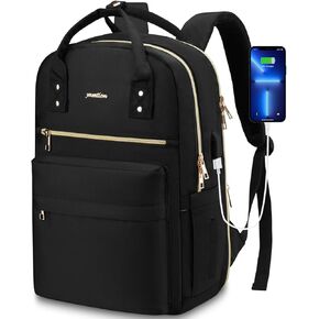 YAMTION Laptop Backpack for Women Bookbag School Backpack with Charger,Aesthetic Computer Backpacks for High School Teen Girls Office College Students Nursing Work,Mochila Mujer,Beige