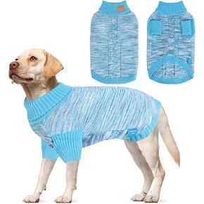 On The Roll， Medium-Sized Turtleneck Dog Sweater, Pet Knitted Clothing Dogs Sweaters,Suitable for Different Types of Dogs, Suitable for Spring, Autumn and Winter,(Blue,2XL)