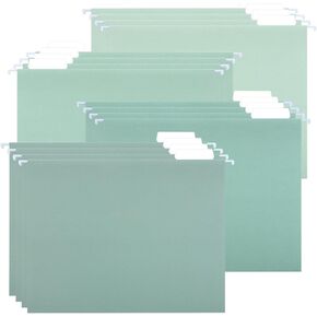 24 Pack Sage Green Hanging File Folders Hanging Folders with 1/5 Cut Label Tabs Green Hanging Folders for Filing Cabinet Hanging Files Office, School File Storage 4 Colors (Sage Green)