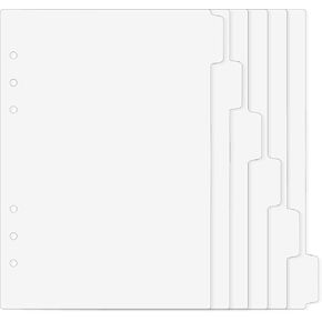 6 Pcs A5 Binder Dividers, 6 Holes Clear Binder Divider Index with Tabs Insertable Plastic Index Divider Sheets 6 Rings Planner Divider Index Page for Binder Notebook Journal Diary Memo Notepad