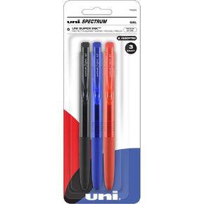 uniball Spectrum Retractable Gel Pens, Medium Point (0.7mm), Assorted Ink, 3 Pack