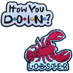 2 PCS How You Doing Embroidered Iron On Patches You are My Lobster Jacket Clothing Accessories