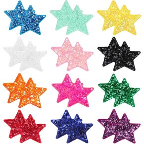 Whaline 24pcs Sequin Star Iron on Patches Patchs Patch Pattion Patches Patches Patches AssoriDered Decords Diy Crafts Clothing Fabric Decor