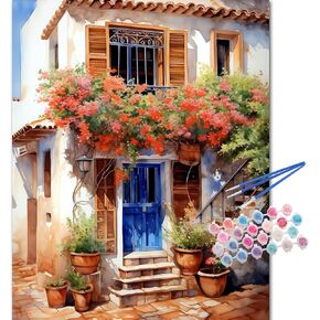 TOCARE Beach Paint by Numbers Kit for Adults Beginner,Travel Beach Paint by Number Canvas,Simple Oil Adults' Paint-by-Number Kit Palm Tree Sea for Home Wall Decor 16x20inch