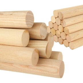 RHBLME 20 Pack Wooden Dowel Rods Wood Dowels, 1 Inch x 12 Inch Round Wooden Sticks for Craft, Unfinished Hardwood Sticks for Crafting, Arts and DIYers, Wedding Ribbon Wands, Tiered Cake Support