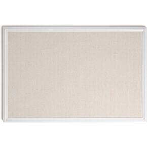 U Brands Farmhouse Linen Bulletin Board with White Frame, Office Supplies, Natural, 20" x 30"