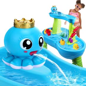 XANGNIER Cute Marine Animal Water Table Pump, Rechargeable Battery Powered, 5 Hours Playtime, 3 Adjustable Water Flow Modes,USB Charging,Portable Summer Outdoor Water Toy,Water Table Accessories