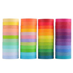 48 Rolls Washi Tape Set, 7.5mm Rainbow Colored Masking Tape, Decorative Tape for Bullet Journaling, Scrapbooking, DIY Arts & Crafts, Vision Board, Holiday Decoration