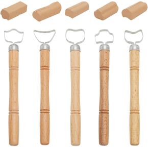 Fingerinspire 5 PCS Sculpture Sculpture Clay Prouder Tool Pottery Cup Cup Handle Tool Tool Pottery Croving Tool for Ceramic Coffee Cups Wood Handle Sculpture Sculpture Class