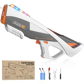 Electric Water Gun,Automatic Suction Water Guns with Running Light & 2 Modes,Powerful Squirt Gun Range up to 32 FT,Outdoor Beach Party Shooting Game Watergun,Ideal Summer Toy Gift for Kids & Adults.