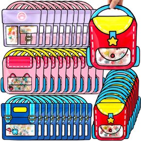 40 Pcs Goodie Bags Bulk for Kids Trendy Top Handle Birthday Party snack Candy Gift Bag for Back to School Classroom Baby Shower(stylish,7.2 Inch x 8.4 Inch)
