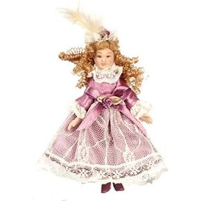 Melody Jane Dollhouse Victorian Little Girl in Pink Dress Miniature 1:12 Porcelain People