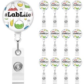 Spakon 12 Pcs Lab Week Gifts 2025 Lab Life Medical Laboratory Science Retractable Badge Reel with Alligator Clip for Laboratory Workers Scientists Nurses Doctors Graduates Supplies
