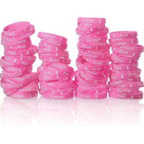 SRATTE 200 PCS أساور التوعية بسرطان الثدي ، معصم الشريط السيليكون