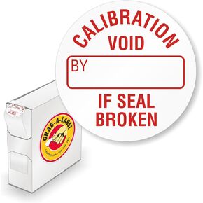 SmartSign Calibration Void If Seal Broken Tamper Resistant Vinyl Labels in Dispenser Box | Pack of 250, 0.75" x 0.75", Adhesive Vinyl Stickers, Made in USA