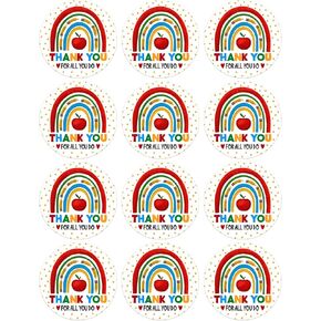 PETCEE Thank You Teacher Labels Stickers -1.5" Waterproof Teachers Day Appreciation Gifts Tags 36PCS Self-Adhesive End of Year Stickers for Envelope Seals Gift Wrap Box Cards Party Favors Decorations