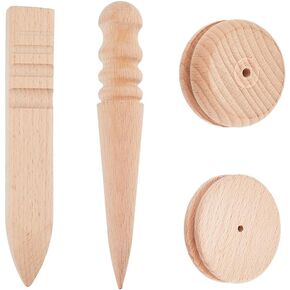 SUPERFINDINGS 4Pcs 4 Styles Wooden Leather Edge Burnisher Wood Polishing Sanding Tools for Smooth PU Leather Trim Handmade Trimmings Grinding Supplies for Belts, Shoe Craft