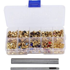 180pcs 9 Colors Rivets Set Rhinestone Brass Rivets Button DIY Bag Hat Clothing Shoes Leather Decoration Accessories 8mm