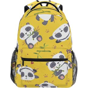 Qilmy Panda Backpack for Girls Student School Bookbag Laptop Computer Travel Daypack, Pink