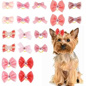 Lusofie 20 PCS Dog Dogs with Bands Rubber Rhinestones Dog Bow Tie Bow Handmade Dog Cog For Dogs Small Girl Puppy Bows Dog Dog Sign in Kuwait