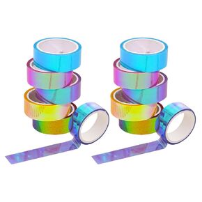 12 Rolls Color Pocket Tape - Waterproof Duct Tape for DIY Art Crafts, Holographic & Neon Decor, Multipurpose PVC