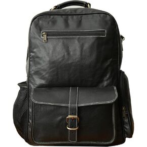 Genuine Leather 15.6" Laptop Bag Backpack Rucksack Shoulder Travel Daypack (Tan Brown)