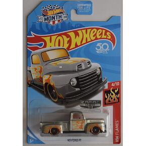 Hot Wheels 1:64 Scale Flames 4/10, ZAMAC '49 Ford F1 50TH Anniversary 2018 Month Card