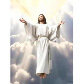 Jesus God in The Sky Christian Cross DIY Diamond Painting Kits Paint by Numbers for Beginners, Full Round Diamond Art Kits for Adults, for Christmas Decoration Club Decor Gifts 12x16 inch