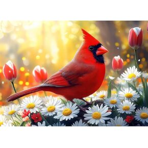 CEOVR Cardinal Diamond Art Kits for Adults, 5D DIY Full Drill Diamond Painting Dots Bird Gem Art, Adult Crafts Kits Arts and Crafts, Wall Decor for Home Office 12x16in