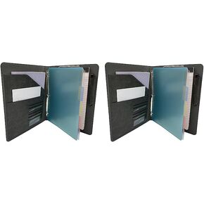 Binder Portfolio Organizer with Color File Folders, Business and Interview Padfolio with 3-Ring Binder, Clipboard